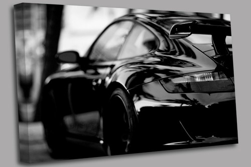Porsche black car canvas - black,