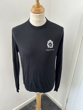 Versace Jeans Black Thin Knit Chest Logo Round Neck Jumper Large L