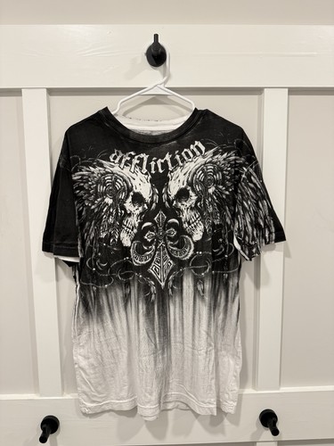 Y2k affliction skull aop tee - affliction,