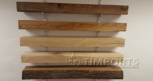 Solid oak beam mantel - ,