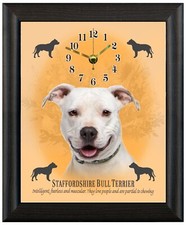 Staffordshire bull terrier white gift christmas present xmas clock wall stand