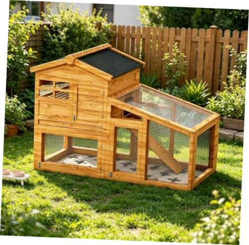 Tier wooden rabbit hutch - wooden,