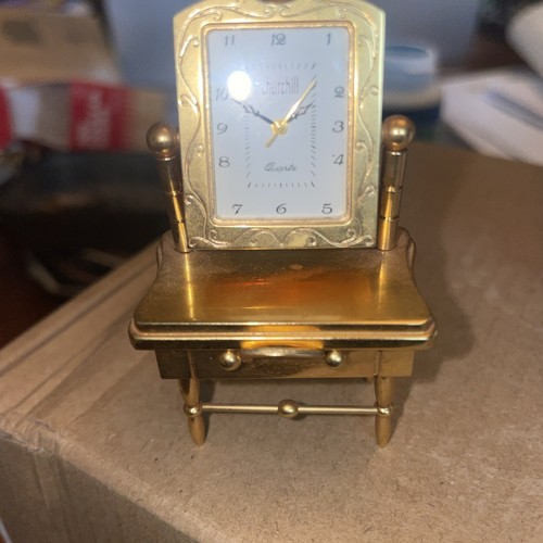 Brass miniature clock - brass,