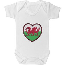 'Welsh Flag Heart' Baby Grows