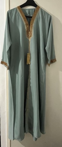 Mint green kaftan abaya with - green, abaya.