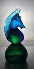 RARE MDINA BLUE GLASS SEAHORSE 