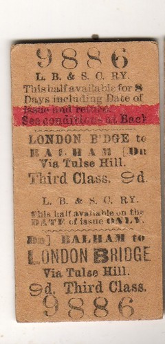 Railway ticket lbscr balham - lbscr,