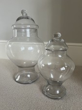 Two Glass Bon Bon Jar With Glass Lids