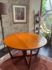 Mid Century Beithcraft Cross frame Gate Leg Teak Dining Table 1960s