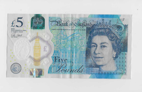 Five pound note polymer - £5,