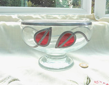 Studio Arts & Crafts Mackintosh Style Glass & Pewter Pedestal Bowl