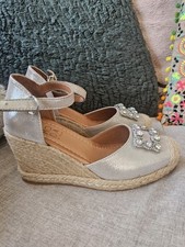 Moda In Pelle Havanna Champagne Wedge Sandals eu39 UK 6 £100