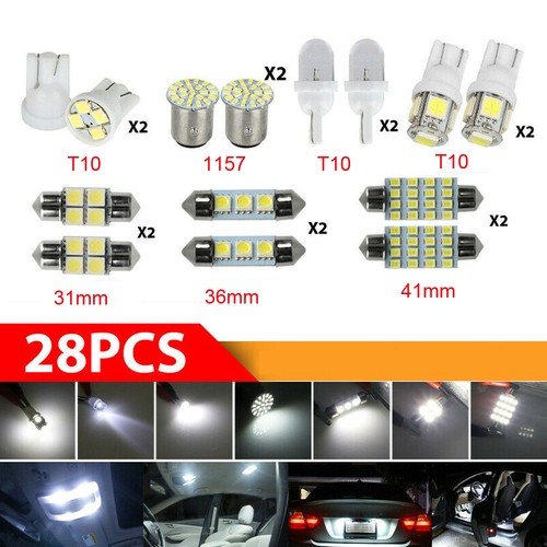 28pcs car interior white - white, led