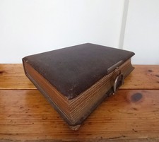 1893 Antique Leather Bound & Brass Photo Album Filled With 35 CDV’s And Photos