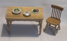 DollsHouse 1/12 Scale Miniature Dining Table & Chair Ercol Style