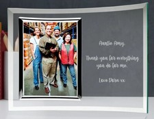 Curved glass photo frame, for