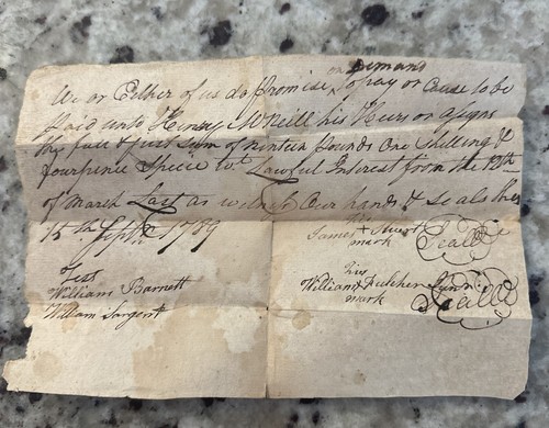 1789 promissory note henry - 1789,