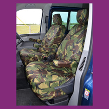 VW Transporter T5 T6 2010-2025 Front Pair Tailored Seat Covers Green Camouflage