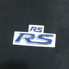 1x Big + 1x Small RS Silver Blue Metal Badge Sticker Emblem Decal Sport 3D Coupe