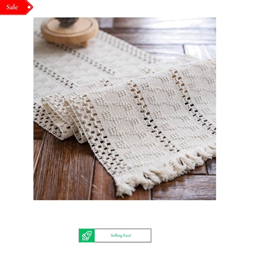 Cream beige macrame table - cream,