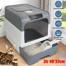 Large Cat Litter Box Self Cleaning Pan Drawer Anti-Splashing Cat Potty Tray UK