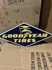 Goodyear Tyres Cast Iron Wall Sign Blue Automobile Metal Plaque Man Cave Garage