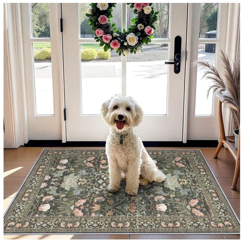 Vintage floral washable runner - floral,