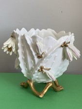 Antique Moore Bros. Porcelain “Cactus” Planter / Vase c1870-1880 Footed w. Gilt