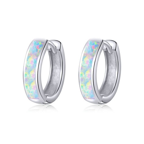 Beautiful opal hoop earrings - opal,