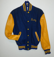 Vintage Holloway USA Varsity Letterman style  Jacket wool & leather size 36 Y2K