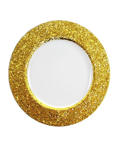 White and gold glitter - white,