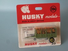 Husky 33 Farm Trailer with Calves Green Blister Pack Farm Farming 70mm Toy Model