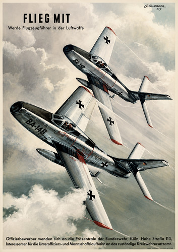 Vintage jet fighter - fighter, poster