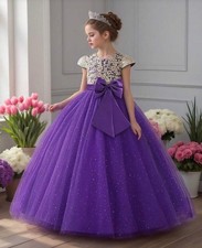 Girls Embroidered Tulle Bow