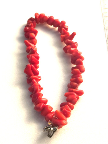 Natural red coral branch bead - red,