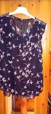 OASIS Blouse Top Size 10 black Hummingbird Bird Print 