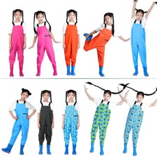 Kids Chest Waders Overall Waterproof Fishing Wading Rubber Boot Pants Girl&boy 