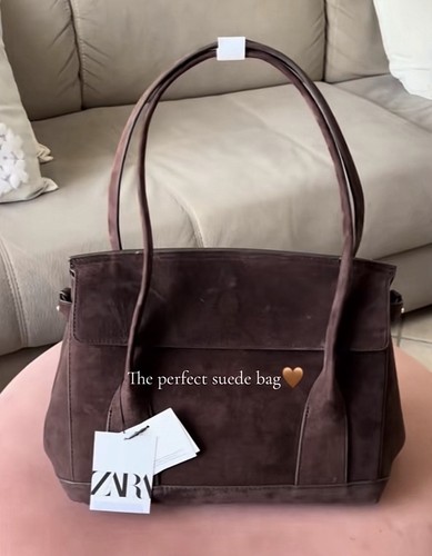 Zara leather city bag brown - zara,