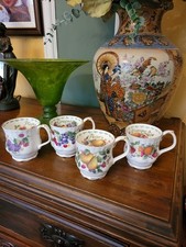 4 Royal Albert Covent Garden Fruit Series Coffee Cups Pears Oranges Grapes Plums