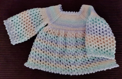 Hand knitted girls multi - knitted,