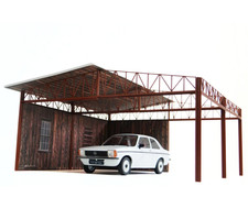 Wooden Retro Car Shelter 1:18