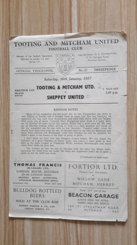 Tooting mitcham v - tooting, sheppey
