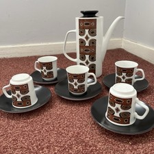 Vintage J & G Meakin Maori Coffee Pot Studio 2 1966 + Cups & Saucers 