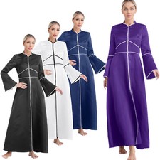 UK Womens Clergy Robe Clergy Maxi Dress Minister Choir Robe Flared Sleeves Dress