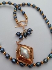 Cultured Freshwater Pearl Necklace Y-drop Peacock Pearl Real Pearl 469