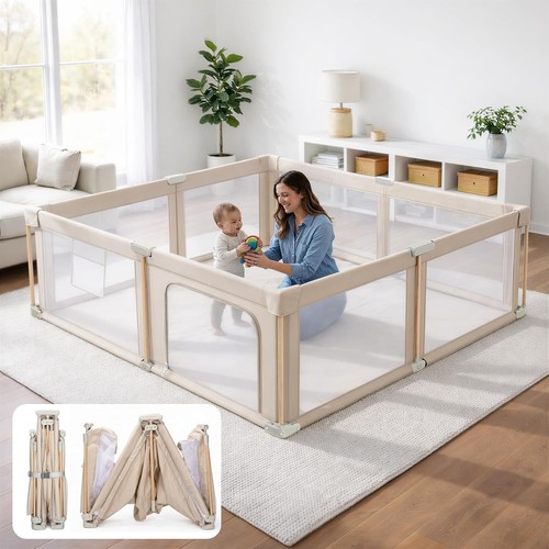 Foldable baby playpen - foldable, mat