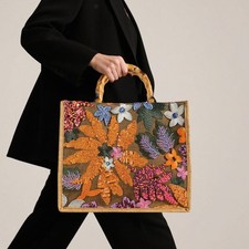 Women Top Handle Bag Clutch Sequins Casual Summer Beach Bag for Travel Commuting