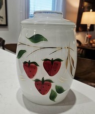 VINTAGE STRAWBERRY BARTLETT COLLINS COOKIE JAR 9.25" Tall (Rare/Beautiful) VG