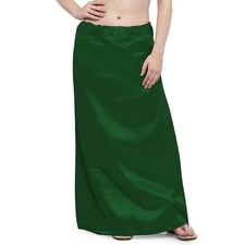 Women Green Stain Silk Petticoat Saree Underskirt Free Size Silk Petticoat