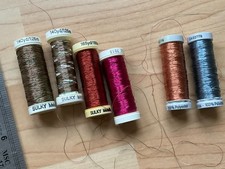 5x assorted reels metallic threads for machine embroidery - sulky + Gutermann